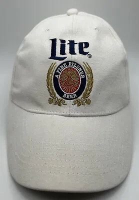 Miller Lite Vintage Logo White Snapback Hat Promo Dad Cap Acme USA Beer Brewery • $15.20