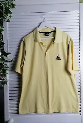 Le Coq Sportif T Shirt Polo Yellow With Blue Trim Size Large • £14.99