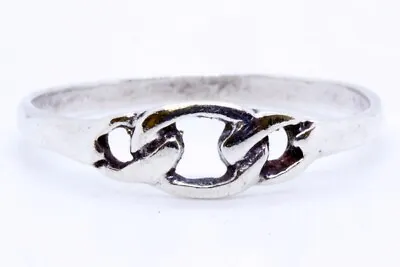 Child's 925 Sterling Silver Small Dainty Triple Link Ring Band Size 2.5 • £22.52