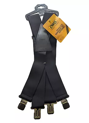 £14.95 • Buy DWG Black Adjustable Work Braces Suspenders Metal Clips For Trousers, SS100002BL