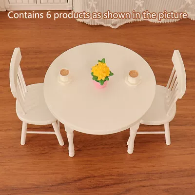 1:12 Dollhouse Miniature Dining Table Chair Coffee Cup Flowerpot Furniture Decor • $22.78