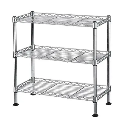 3 Tier Wire Shelving Rack Shelf Adjustable Commercial Garage Kitchen Storage • $23.99
