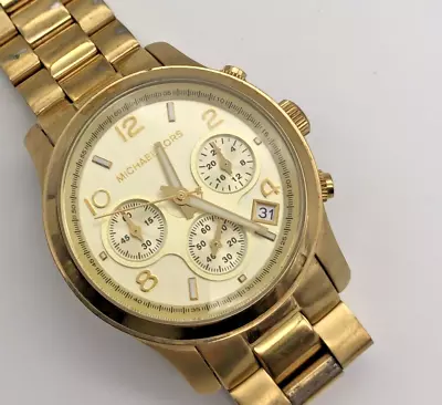 Michael Kors Runway Gold Tone Chronograph Quartz Watch MK5055 New Battery • $28.99