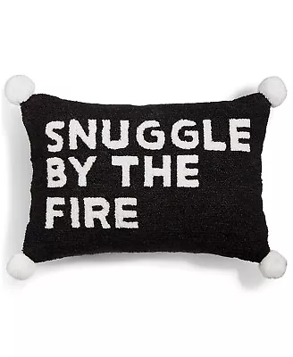 Martha Stewart Snuggle By Fire Decorative Hook Throw Pillow $80 White Gray New 4 • $29.99