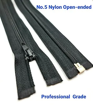 £3.99 • Buy Black Nylon Zips No5 Open Ended   Medium Weight Suitable For Jackets Coats Plus
