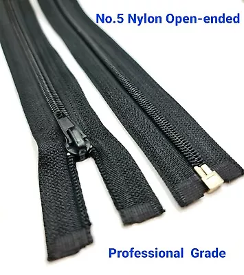 Black Nylon Zips No5 Open Ended   Medium Weight Suitable For Jackets Coats Plus • £4.49