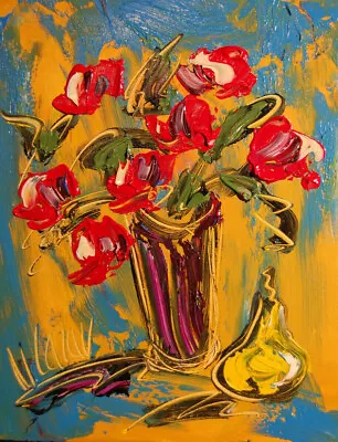 ROSES  PEAR MODERN ABSTRACT Painting  CONTEMPORARY ART HE5TRHH • $57.77