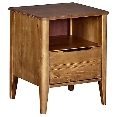 MUSEHOMEINC California Classic 1 Drawer Wooden Nightstand End Table Honey Brown • $99.99