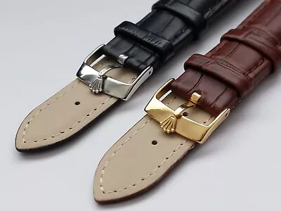 £39.99 • Buy Rolex 18mm/19mm/20mm, Black & Brown, Gold Plated / Stainless Steel Buckle. NEW