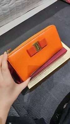 Salvatore Ferragamo Wallet Bow Orange  • $280