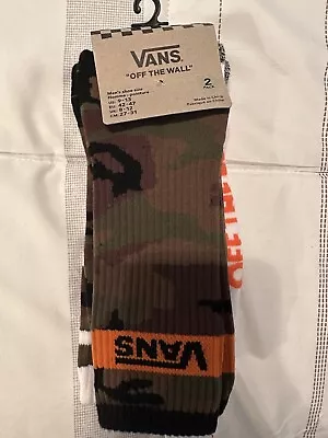 Vans 2 Pack Crew Socks  Skater Surfer Multi Camoflauge Men’s Large 9.5-13 NEW • $12.50