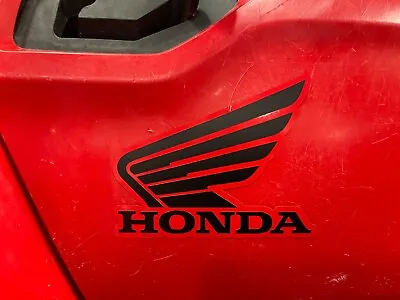 2 X Honda Wings Decals Stickers Pair Quad Motorbike ATV Mower Tank Black & Red • £6.99