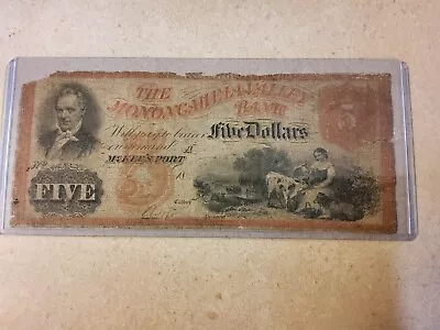 ~1860’s $5 Monongahela Valley Bank McKeesport Pennsylvania  • $17.50