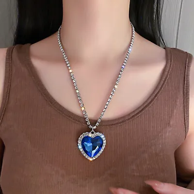 £4.99 • Buy Stunning Titanic Heart Of The Ocean Diamond Style Necklace Pendant For Girl Lady