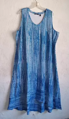 H By Halston Dress Womens 2X Blue Striped Sleeveless Maxi Summer Beach Casual • $34.35