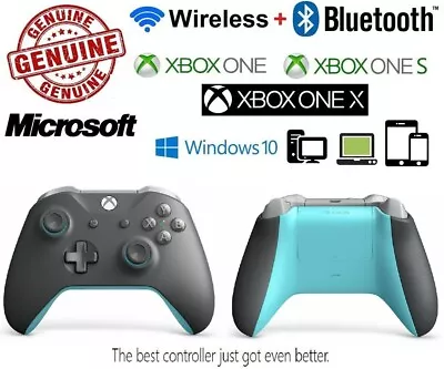 Genuine Microsoft Grey/Blue Colour Wireless Bluetooth Controller XBOX One S X • $130