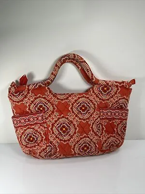 Vera Bradley Orange Print  Paprika  Stephanie Multipocket Handbag Purse • $23.99