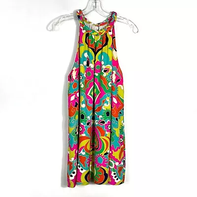 Alice & Trixie Colorful High Halter Neck Braided Collar Swirl Pattern Mini Dress • $24.99