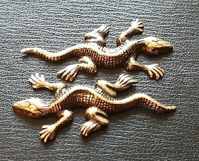 PAIR SMALL 'GOLD' LIZARD MENUKI : Decoration For Japanese Samurai Sword • £7.99