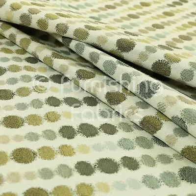£0.99 • Buy New Green Brown Dotted Geometric Pattern Chenille Upholstery Furnishing Fabric
