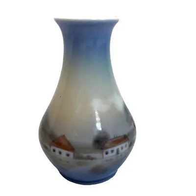 DJ Copenhagen Denmark Glazed Porcelain #37 Mini Vase 3.75  Village Scene • $24.95