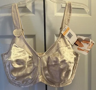 Lilyette By Bali Maximum Support Beige Satin Bra Size 42DD NWT • £14.35