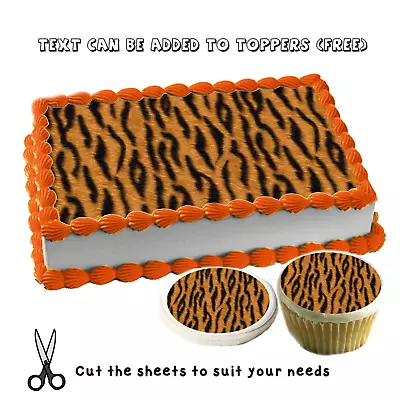 Edible Cake Topper Cheetah Leopard Zebra Tiger Print Sugar Sheet Paper Pattern • $10