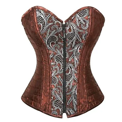 Plus Sz Corset 6X Silver Copper Stretch Adjustable Lace Up Gothic Steampunk NEW • £38.45