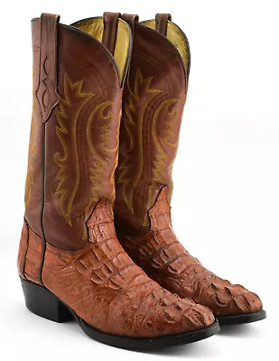 Mens Corral Caiman Crocodile Cowboy Boots 8.5 Ee Wide Brown Croc Alligator • $124.95