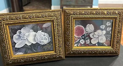 2 Beautiful Gold Framed Magnolia Picture By Amelia Clark Signed. • $32.99