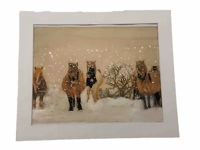 Mark Leary Dartmoor Art Ponies Enduring A Blizzard  Scraping For Grass • £25