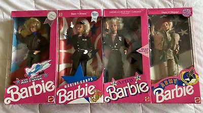 Vtg Stars N Stripes Army Air Force &  Marines Barbie Dolls Lim Sp Ed NIB Lot • $99.99