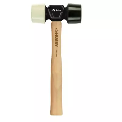 Husky 2 Sided Soft Face Mallet Non Marring Rubber & Steel Head 24 Oz. Hickory • $24.20