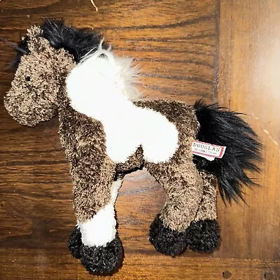 Douglas Brown White W/ Black Horse Pony 9  Plush Stuffed Animal Toy • $8