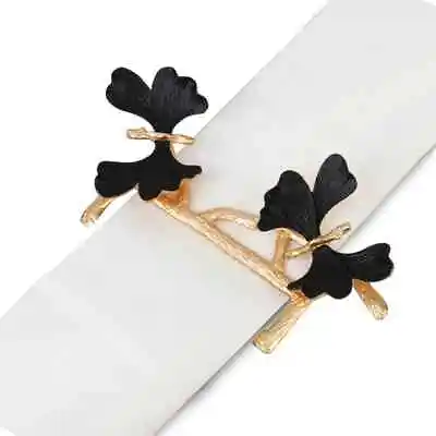 £23.49 • Buy 4x Napkin Rings Serviette Holders Christmas Table Decoration Butterfly Black