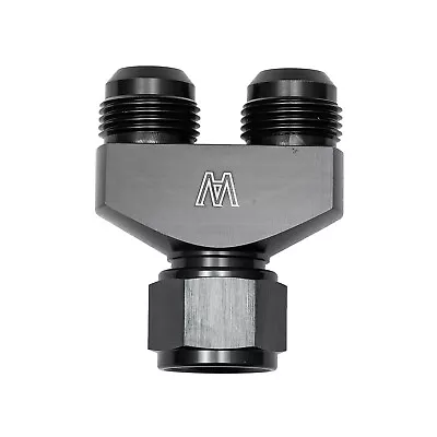 Y-Block Adapter Fitting -12AN Female To Parallel Exit Dual -12AN Male Aluminum • $39.99