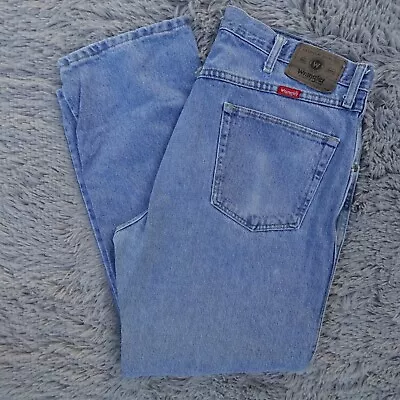 Vintage Wranglers Jeans Mens 38x29 Blue Denim Medium Wash Straight Fit Workwear • $11.99