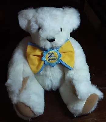 Vermont 2011 White Teddy Bear 15  Plush Stuffed Animal Toy Get Well Soon!  Bow  • $14.99