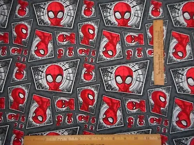Quilt Fabric By Half-Yard Marvel Spiderman On Gray Super Hero Premium Cotton Nov • $4.46