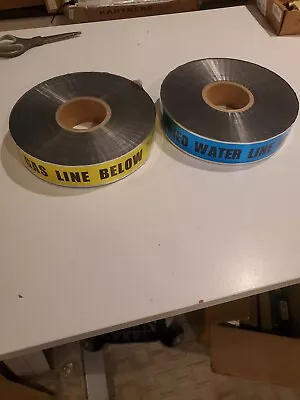 LOT OF 2 Detectable Underground Warning Tape - BURIED GAS AND BURIED WATER LINE • $49