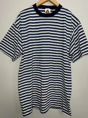 Hypercolor Shirt Men’s XL Short Sleeve Blue Striped Made In USA Single Stitch • $24.99