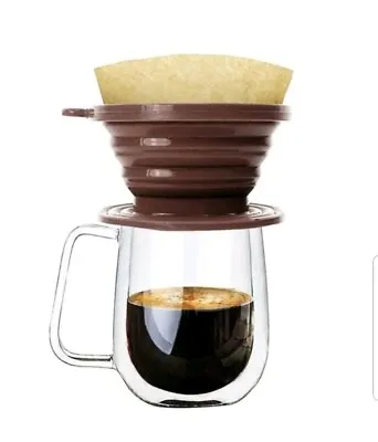 Pour Over Coffee Dripper Filter Funnel Reusable Silicone Cone Collapsible New • £4.79