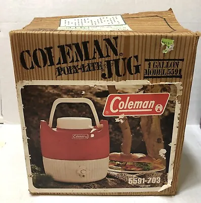 Vintage 1981 COLEMAN JUG _ Red White 1 Gallon _ # 5591-703 - IN ORIGINAL BOX  • $27.95