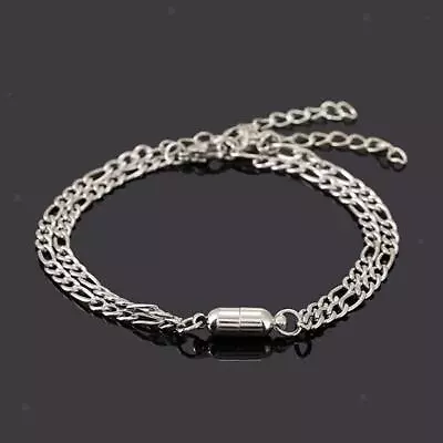 1Pair Lovers Bracelets Men Women Minimalist Stainless Steel Attract Magnet • £3.64