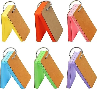 Revision Index Flash Record Cards Plain Coloured Blank With Metal Binder Ring • £2.99