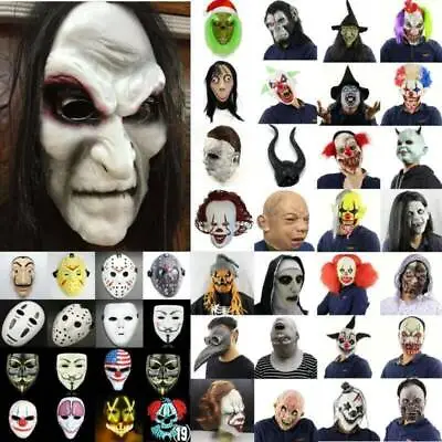 Scary Halloween Mask Latex Bloody Zombie Clown Fancy Dress Up Creepy Face Masks • £12.69