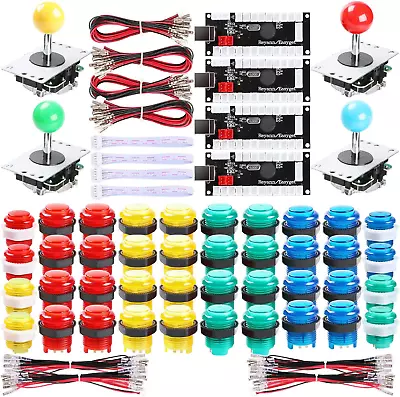 4 Player LED Arcade Games DIY Kit 4X Fighting Joystick + 40X LED Arcade Buttons • $119.99