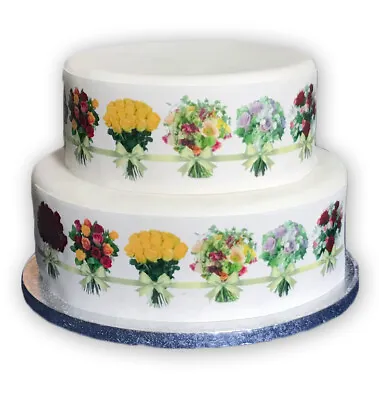 Decor Icing Sheet Edible Floral Flower Bouquet Border Cake Topper Decoration • £3.49