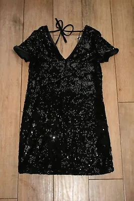 NEW! MISS SELFRIDGE Sequined Soft Velvet Evening Dress SIZE 8 10 Tunic Christmas • $19.88