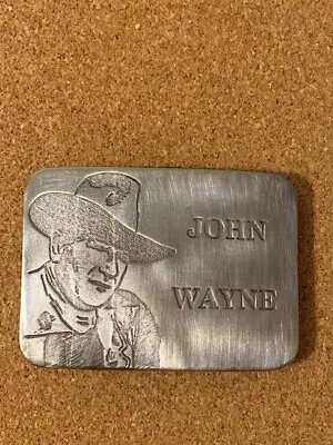 John Wayne Solid Metal Outline Belt Buckle Pewter/Gray  • $40